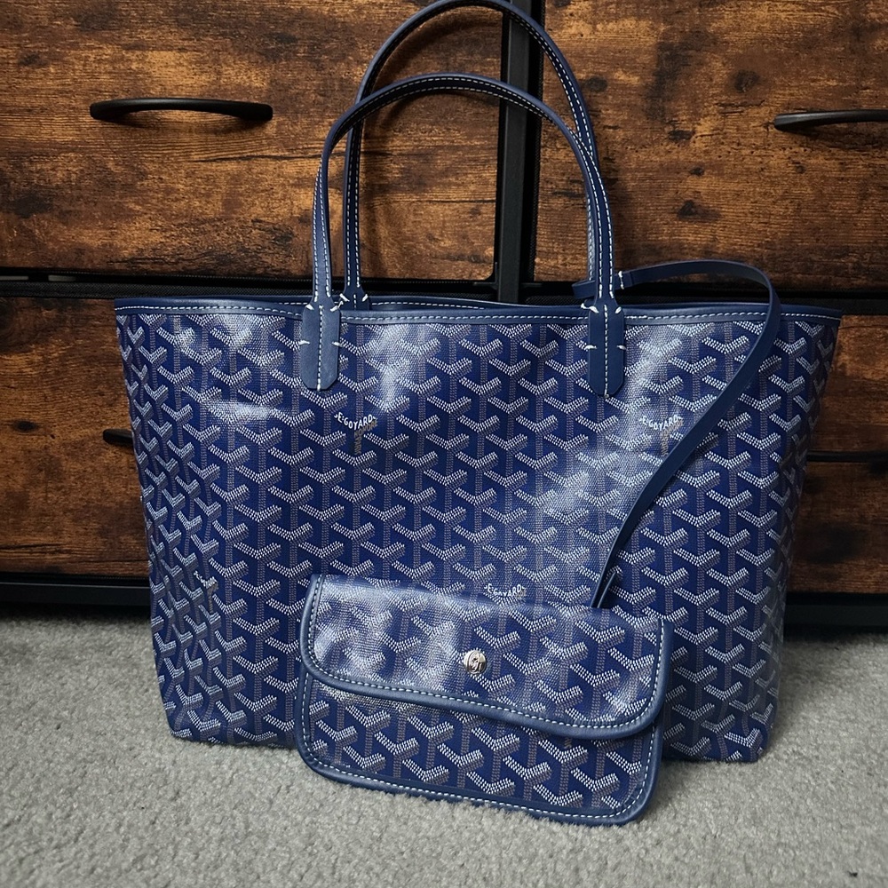 Stylish Goyard Blue Tote and Clutch Set